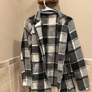 Plaid Open Front Coat
